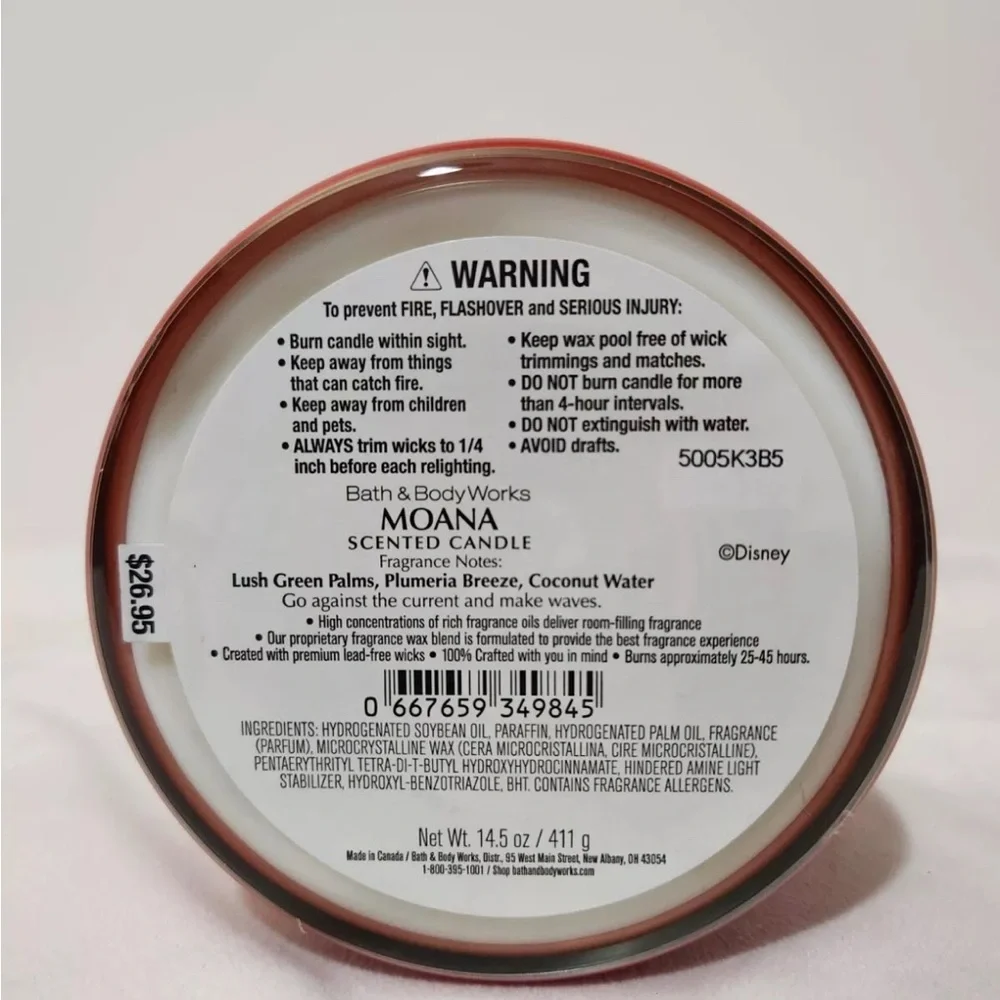 Disney Bath & Body Works Moana 3 Wick Candle